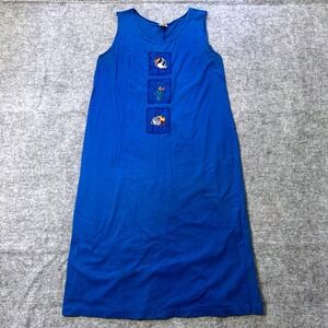 Vintage Cactus California Women's L Embroidered Fish Sleeveless Maxi Dress Large